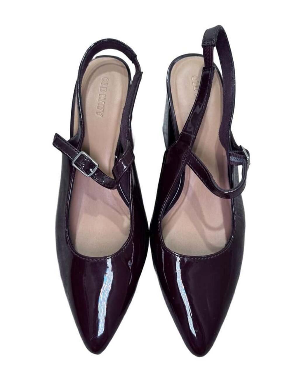 Old Navy Slingback Mary Jane Heels Size 8 Oxblood Patent Leather